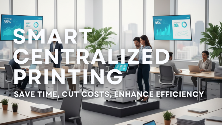 Chicago office staff efficiently using a centralized multifunction printer to streamline printing tasks and reduce operational costs.